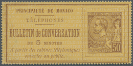 (*) Monaco: 1886, 50 C "BULLETIN De CONVERSATION De 5 MINUTES" Unused Without Gum - Neufs