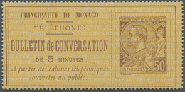 (*) Monaco: 1886, 50 C "BULLETIN De CONVERSATION De 5 MINUTES" Unused Without Gum - Nuovi