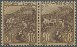 ** Monaco: 1919, 50 C+50 C Brown Horizontal Pair, Mint Never Hinged, Signed Calves - Neufs