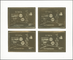 ** Guyana: 1992, International Stamp Exhibition GENOVA'92 Complete Set Of 18 GOLD And SILVER Thematic Stamps In Sheetlet - Guiana (1966-...)