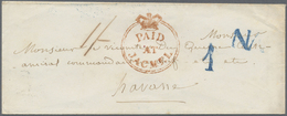 Br Haiti: 1854. Stampless Envelope Written From The 'Consulate General De France A Haiti' (with Cachet On Reverse) Addre - Haïti