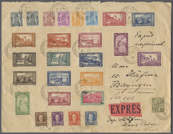 Br Monaco: 1937, Grossformatiger Briefumschlag Frankiert Mit 27 Marken, Rückseitig Ein 9er Block, Frankatur Insge - Unused Stamps