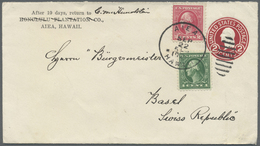 GA Hawaii: 1928 (22.9.), US Stat. Envelope 2c. Red Uprated With 2c. Rose And 1c. Green Commercially Used With Very Fine  - Hawaï