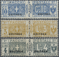 * Italienisch-Eritrea: PAKETMARKEN: 1916, Wappen Und Wertziffer Mit Kurzen Aufdruck 'ERITREA' (10 Mm) 10 C. Blau, 3 Lire - Erythrée