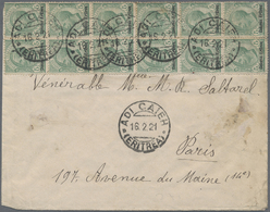 Br Italienisch-Eritrea: 1921. Envelope Addressed To Paris, France Yvert 31, 5c Green (block Of 12) Tied By Adi Caieh/Eri - Eritrea