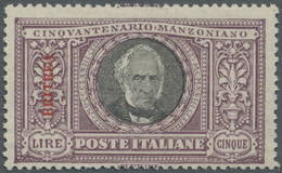 ** Italienisch-Eritrea: 1923, 5 L. Violet And Black, Mint Never Hinged, Expertised Diena, Sassone Catalogue Value 1.000, - Eritrea