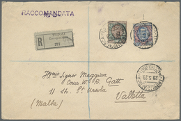 Br Italienisch-Libyen: 1912, King Emanuel III. 5 L. And 1 L. Tied By Cds. "TRIPOLI D'AFRICA RACCOMANDATE 29.5.23" To Reg - Libya