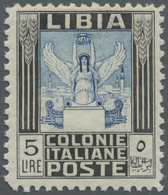 * Italienisch-Libyen: 1937, Victoria And Tripoli 5 Lire Black And Blue Without Wmk. Perf. 11, Mint Very Lightly Hinged W - Libia