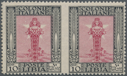 ** Italienisch-Libyen: 10 C Red/black Vertical Pair In The Middle Imperforated, Mint Never Hinged - Libye