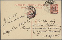 GA Italienisch-Somaliland: 1925. Italian Somaliland Postal Stationery Card 13 Besa On 10c Red Addressed To Napoli Cancel - Somalie