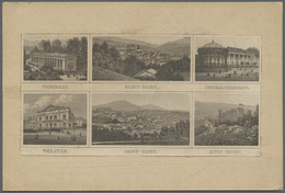 Ansichtskarten: Vorläufer: 1880 Ca., BADEN-BADEN, Aufgeklebter Stahlstich Mit 6 Bildern, Ungebraucht - Non Classificati