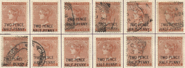 */O Jamaica: 1889, 2 ½ P. Auf 4 P. Bräunlichrot, Zwölf Ungestempelte Oder Gestempelte Exemplare Als Rekonstruktion Der 2 - Jamaica (1962-...)