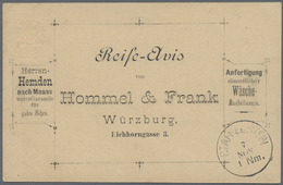 GA Ansichtskarten: Vorläufer: 1880 Ca., Avis-Karte "Hommel & Frank Würzburg Herren-Hemden Nach Maass", - Zonder Classificatie