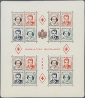 ** Monaco: 1949 - 1951, Blockausgaben 'Rotes Kreuz' Ohne Und Mit Aufdruck, Gezähnt Und Geschnitten, Postfrisch Un - Unused Stamps