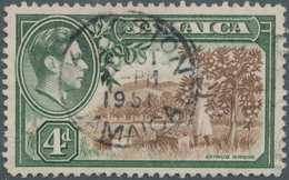 O Jamaica: 1938 'Citrus Grove' 4d. Brown And Green, Variety "A Of CA Missing From Watermark" (unlisted In SG Catalogue), - Jamaica (1962-...)