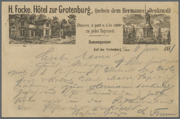 GA Ansichtskarten: Vorläufer: 1881, GROTENBURG, H. Focke Hotel Zur Grotenburg Und Hermannsdenkmal, Vorl - Non Classés