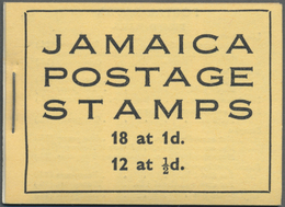 ** Jamaica: 1947, 2s. Stamp Booklet 'JAMAICA POSTAGE STAMPS' Black On Yellow Cover Containing 18 X 1d. And 12 X ½d. KGVI - Jamaique (1962-...)