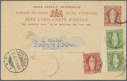 GA Jungferninseln / Virgin Islands: 1901, 1 D Statinonery Card With Additional Franking Of 1 D And Vertical Pair 1/2 D T - Iles Vièrges Britanniques