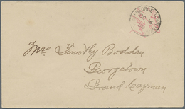 Br Kaiman-Inseln / Cayman Islands: MANUSCRIPT PROVISIONALS: 1908 (16.10.), Local Cover With Red Ms. Endorsement 'Pd 1/4d - Cayman (Isole)