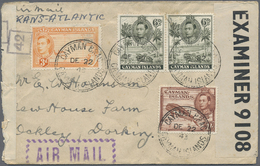 Br Kaiman-Inseln / Cayman Islands: 1943. Air Mail Envelope Addressed To England Bearing SG 116, ½d Green, SG 121, 3d Ora - Cayman Islands