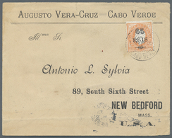 Br Kap Verde: 1903. Envelope (some Faults) Addressed To The United States Bearing Yvert 54, 65r On 300 Orange Tied By S. - Cap Vert