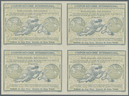 GA Kap Verde: Design "Rome" 1906 International Reply Coupon As Block Of Four 10 C. Cabo Verde. This Block Of Internation - Cape Verde