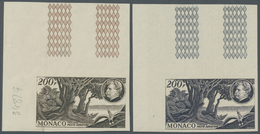 ** Monaco: 1955, Airmail-stamp 200 Fr. "80'th Birthday Albert Schweitzer" Totally 12 Different Colour Proofs, Som - Unused Stamps