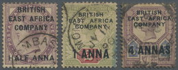 O Kenia - Britisch Ostafrika Kompanie: 1890 Set Of Three Stamps Of Great Britain Optd. "British East Africa Company", Wi - Africa Orientale Britannica