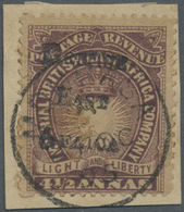 Brrst Kenia - Britisch Ostafrika: 1895 'British East Africa' Optd. 4½a. Brown-purple, Used On Piece, Tied By Mombasa 189 - Afrique Orientale Britannique