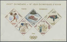 ** Monaco: 1964, Olympic Games Tokio Five Stamps Complete, Special Print In Form Of A Block, Mint Never Hinged - Neufs