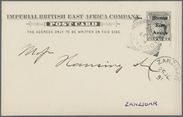 GA Kenia - Britisch Ostafrika: 1895, Stationery Card 1a. Grey-black With Overprint "BRITISH EAST AFRICA", Used From "MOM - British East Africa