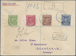 Br Kenia - Britisch Ostafrika: 1901, Registered Letter With Four Colur Franking From MOMBASA To Germany. - Afrique Orientale Britannique