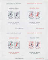 ** Monaco: 1986. Lot Of 4 Different Color Proofs For The Souvenir Sheet Issue "Soccer World Cup, Mexico '86" In 1 - Neufs