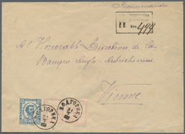 Br Montenegro: 1879, Second Edition Nikola I. 10 Nkr. Pale Blue And Horizontal Pair 7 Nkr. Rose, Eacht Tied By Cl - Montenegro