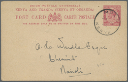 GA Kenia - Britisch Ostafrika: 1925. Postal Stationery Card 15c Carmine Cancelled By Molo Date Stamp Addressed To Nairob - Afrique Orientale Britannique