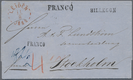 Br Niederlande - Vorphilatelie: HILLECON,schwarzer L1 Und Roter K1 "LEIDEN 11/8 1866" Sowie Zwei Versch. "FRANCO" - ...-1852 Prephilately