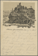 Ansichtskarten: Vorläufer: 1886, "Gruß Vom Drachenfels", Vorläuferkarte Mit 5 Pg. Lila Als Privatgan - Non Classificati