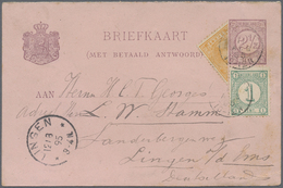 GA Niederlande: 1895, 3 C Orange Wilhelmina, Diagonally Bisected, Together With 1 C Green Numeral On 2 1/2 C Post - Covers & Documents