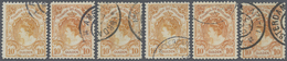O Niederlande: 1898, Freimarke 10 G. Dunkelorange Königin Wilhelmina, Partie Mit 6 Sauber Gestempelten Exemplare - Storia Postale