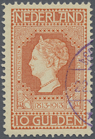 O Niederlande: 1913, 10 Gulden, Kopffrei Gestempelt, Wunderschönes LUXUSSTÜCK, Certifikat C. Muis - Storia Postale