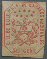 * Kolumbien: 1863, 50 C. Red (colour Of 20 C.) Instead Of 50 C. Green, Error Of Colour, Good To Wide Margins Except At R - Colombie