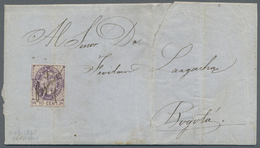 Br Kolumbien: 1865. Envelope (vertical Tear) Written From Popayan Dated 'Aug 9 1865' Addressed To Bogotá Bearing Yvert 3 - Colombie