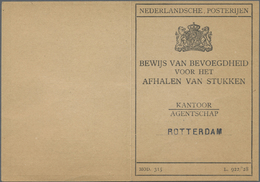 Br Niederlande: 1930,5 G. Wilhelmina From 1926 Issue On ID Card For Picking Up Postal Items From P.O. Box At The - Covers & Documents