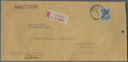 Br Niederlande: 1939, 20 C Blue Wilhelmina, Single Franking On Registered "Muster Ohne Wert" (commercial Sample W - Covers & Documents