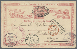 GA Kolumbien: 1883. Postal Stationery Card 2c Rose Cancelled By 'Direction General De Correos/Bogata' Double Ring '6/12' - Colombie