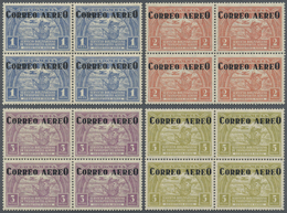 ** Kolumbien: 1932, SCADTA Airmail Issue With Overprints 'CORREO AEREO' Complete Set In Blocks/4 Incl. Registration Stam - Colombia