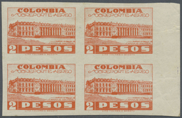 */** Kolumbien: 1943, Country Scenes Aimail Issue Part Set Of Eight Values In IMPERFORATE Blocks/4 Incl. 2p. Vermilion M - Colombia