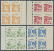 ** Kolumbien: 1943, Country Scenes Aimail Issue Four Different Values 10c. Orange To 30c. Blue In Marginal Blocks/4 Hori - Colombia