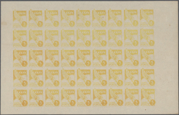 (*) Kolumbien: 1950, Imperforate PROOF Pane Of LANSA Airmail Issue 5c. Yellow With 45 Complete Impressions On Ungummed T - Colombie