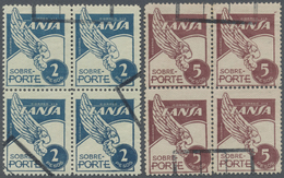 O Kolumbien: 1950, Airmail Issue LANSA (Lineas Aereas Nacionales Sociedad Anonima) Complete Set In Used Blocks/4, Scarce - Colombie